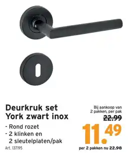 GAMMA Deurkruk set York zwart inox aanbieding