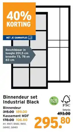 GAMMA Binnendeur set Industrial Black aanbieding