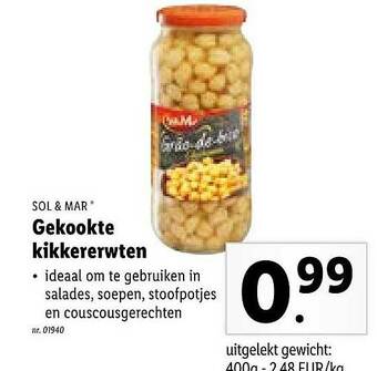Lidl Gekookte Kikkererwten aanbieding