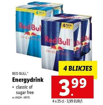 Lidl Red Bull Energydrink aanbieding