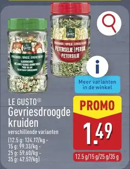 ALDI LE GUSTO Gevriesdroogde kruiden aanbieding