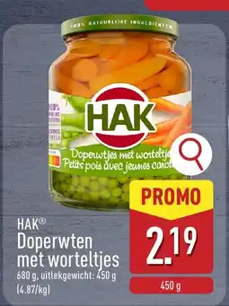 ALDI HAK Doperwtjes met worteltje aanbieding