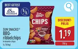 ALDI Sun snacks BBQ ribbelchips aanbieding