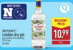 ALDI Greyson's london dry gin aanbieding