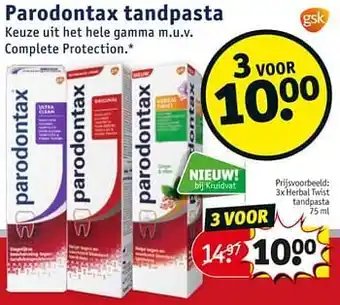 Kruidvat parodontax Herbal twist tandpasta 75ml aanbieding