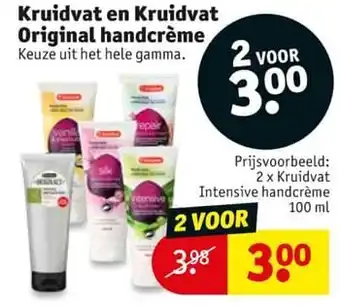 Kruidvat Kruidvat en kruidvat orginal handcreme intensive handcrème 100ml aanbieding