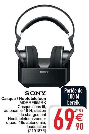 Cora Sony casque - hoofdtelefoon mdrrf855rk aanbieding