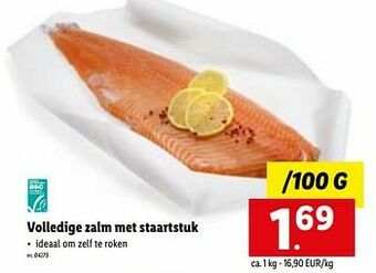 Lidl Volledige zalm met staartstuk aanbieding