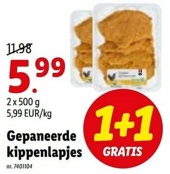 Lidl Gepaneerde kippenlapjes aanbieding