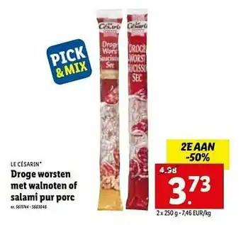 Droge worsten met walnoten of salami pur porc