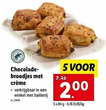 Lidl Chocoladebroodjes met crème aanbieding
