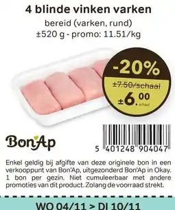 Bon Ap 4 blinde vinken varken aanbieding