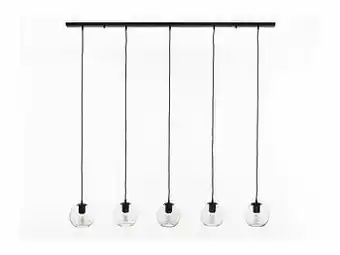 Deba Meubelen Plafondlamp SEATTLE met 5 glazen bollen Topaz Zwart aanbieding