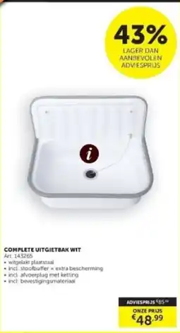 Zelfbouwmarkt complete uitgietbak wit aanbieding