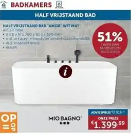 Zelfbouwmarkt half vrijstaand bad amor wit mat aanbieding