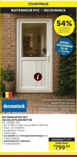 Zelfbouwmarkt Buitendeur pvc wit halfglas planketten aanbieding