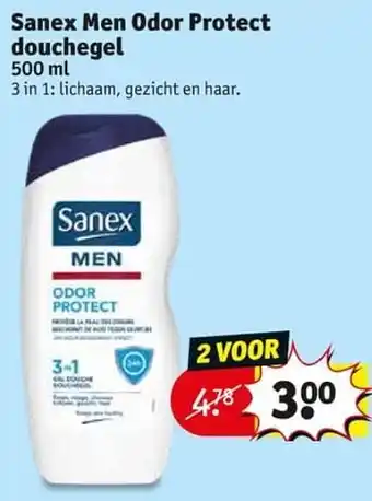 Kruidvat Sanex men odor protect douchegel 500ml aanbieding