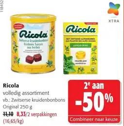 Colruyt Ricola volledig assortiment aanbieding