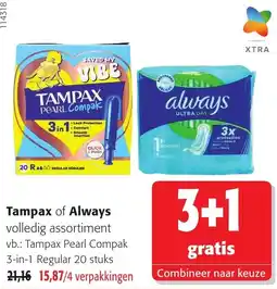 Colruyt Tampax of Always volledig assortiment aanbieding