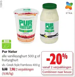 Colruyt Pur Natur vanilleyoghurt aanbieding