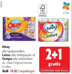 Colruyt Okay alle keukenrollen, Lotus alle toilet papier of Tempo alle zakdoeken aanbieding