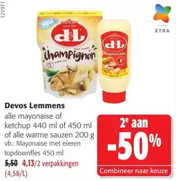 Colruyt Devos Lemmens alle mayonaise of ketchup aanbieding