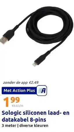 Action Sologic siliconen laad- en datakabel 8-pins aanbieding