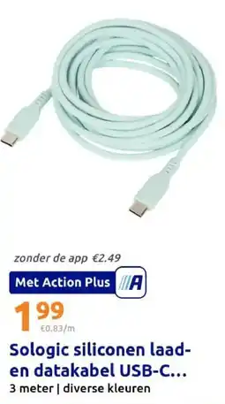 Action Sologic siliconen laad- en datakabel usb-c aanbieding