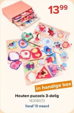 Euroshop Houten puzzels 3-delig aanbieding