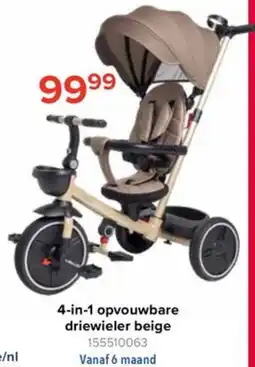 Euroshop 4-in-1 opvouwbare driewieler beige aanbieding