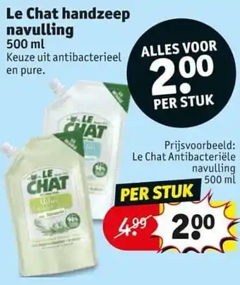 Kruidvat Le chat antibacteriële navulling 500ml aanbieding