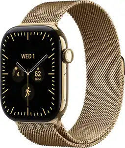 Coolblue Apple Watch Series 12 Cellular 46 mm Titane Or Bracelet Milanais M/L aanbieding