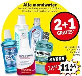 Kruidvat alle mondwater Listerine coolmint 600ml aanbieding