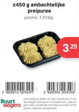 Buurtslagers ambachtelijke preipuree aanbieding
