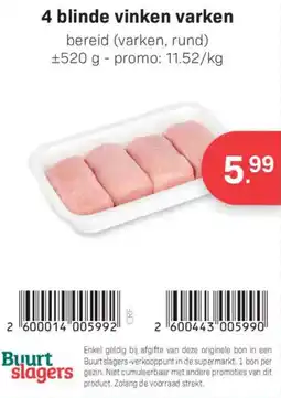 Buurtslagers 4 blinde vinken varken aanbieding