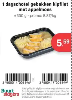 Buurtslagers 1 dagschotel gebakken kipfilet met appelmoes aanbieding