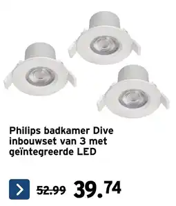 GAMMA Philips badkamer Dive inbouwset van 3 met geïntegreerde LED aanbieding