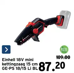 GAMMA einhell 18v mini kettingzaag 15 cm aanbieding