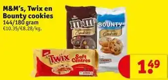 Kruidvat M+m`s twix en bounty cookies 144/180g aanbieding