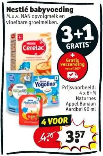 Kruidvat nestle babyvoeding 6+m naturnes appel banaan aardbei 90ml aanbieding
