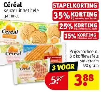 Kruidvat cereal Koffiewafels suikerarm 90g aanbieding