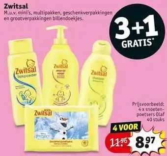 Kruidvat zwitsal Snoeten- poetsers olaf aanbieding