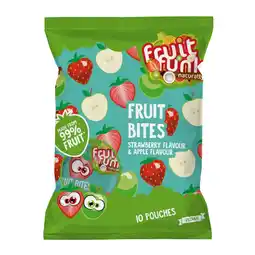 Albert Heijn Fruitfunk Fruit bites strawberry & apple aanbieding