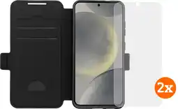 Coolblue BlueBuilt Samsung Galaxy S25 Book Case Zwart + Screenprotector Glas Duo Pack aanbieding