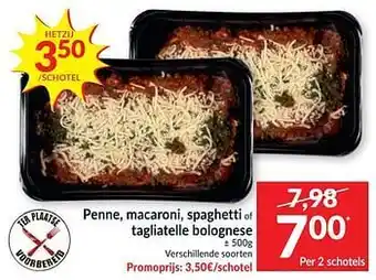 Intermarché Penne, macaroni, spaghetti of tagliatelle bolognese aanbieding