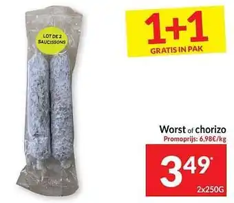 Intermarché Worst of chorizo 250g aanbieding