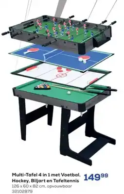 Supra Bazar Multi-Tafel 4 in 1 met Voetbal, Hockey, Biljart en Tafeltennis aanbieding