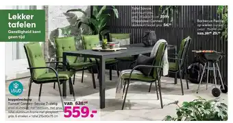 Leen Bakker Tuinset Cannes-savoie 7-delig, Tafel Savoie, Barbecue Recife Op Wielen, Stapelstoel Cannes aanbieding