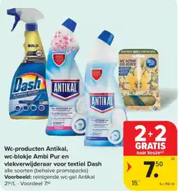 Carrefour Market Wc-producten Antikal, wc-blokje Ambi Pur en vlekverwijderaar voor textiel Dash aanbieding