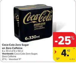 Carrefour Market Coca-Cola Zero Sugar en Zero Caffeine aanbieding